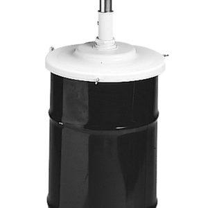 Mobile oil drain container with a large black basin on top, a cylindrical black tank below, four caster wheels at the base, and a spout near the bottom for draining fluids. Compatible with grease pump and oil pump systems for efficient maintenance tasks.
