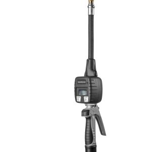 A digital oil control gun with a display screen, trigger handle, and nozzle, used for dispensing and measuring oil in automotive or industrial settings. This essential lubrication equipment is ideal for precise fluid handling tasks.