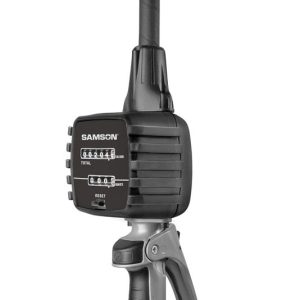 Black and silver handheld digital tire inflator with a trigger handle, digital display, and a hose ending in a brass connector fitting, ideal for precise fluid handling.